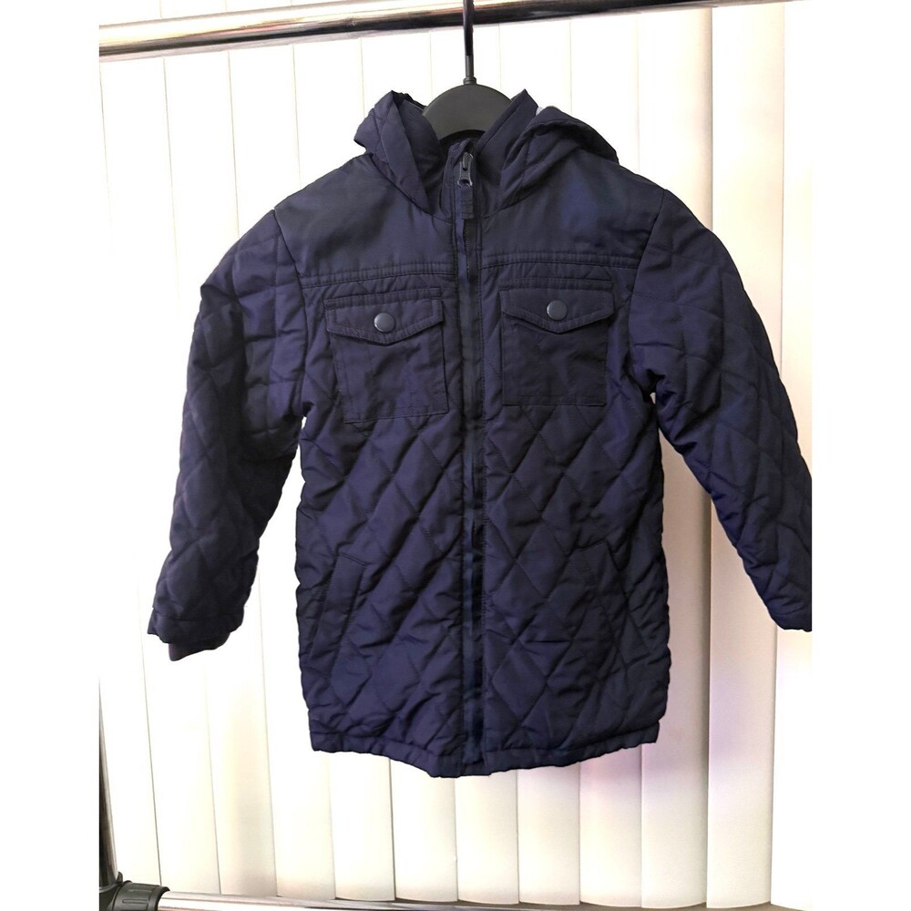 Youth Boy’s OshKosh B'gosh Diamond Quilted Blue Hooded Jacket Size 6
